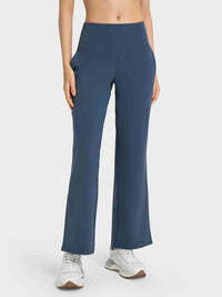 Thumbnail for Wide Leg Slit Sport Pants with Pockets