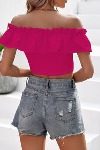 Thumbnail for Off-Shoulder Ruffled Cropped Top