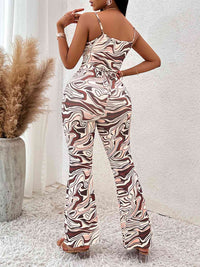 Thumbnail for Printed Sleeveless Wide Leg Jumpsuit