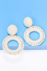 Thumbnail for Round Shape Raffia Grass Dangle Earrings