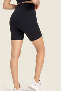 Thumbnail for Seamless High-Rise Wide Waistband Biker Shorts