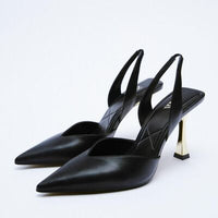 Thumbnail for PU Leather Point Toe Stiletto Heel Pumps