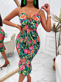 Thumbnail for Floral Sweetheart Neck Cutout Dress