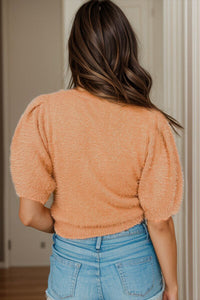 Thumbnail for Round Neck Short Sleeve Sweater