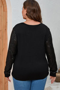 Thumbnail for Plus Size Sequin Round Neck Long Sleeve Top