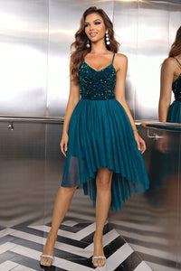 Thumbnail for Sequin Spaghetti Strap High-Low Dress
