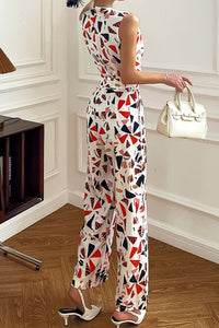 Thumbnail for Printed Surplice Neck Sleeveless Jumpsuit