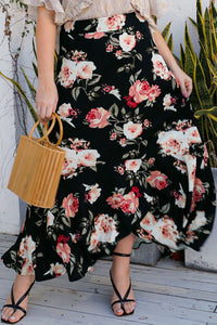 Thumbnail for Plus Size Floral High-Rise Skirt