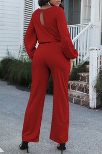 Thumbnail for Boat Neck Tie Belt Jumpsuit