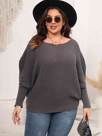 Thumbnail for Full Size Boat Neck Batwing Sleeve Sweater