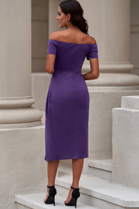 Thumbnail for Off-Shoulder Short Sleeve Split Dress