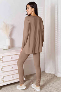 Thumbnail for Basic Bae Full Size V-Neck Soft Rayon Long Sleeve Top and Pants Lounge Set