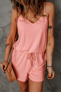 Thumbnail for Spaghetti Strap Drawstring Waist Crisscross Romper