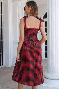 Thumbnail for Plaid Frill Trim Tie Shoulder Dress