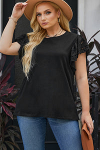 Thumbnail for Plus Size Butterfly Sleeve Round Neck Top