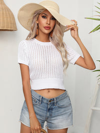 Thumbnail for Round Neck Short Sleeve Knit Top
