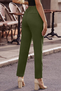 Thumbnail for Ankle-Length Straight Leg Pants with Pockets