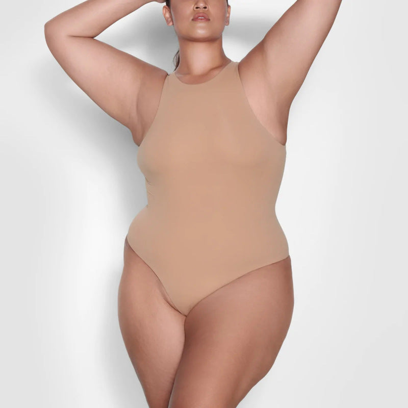 Round Neck Slimming Sleeveless Bodysuit
