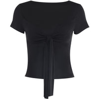 Thumbnail for Women's Tie Knot Short Sleeve Fitted Top