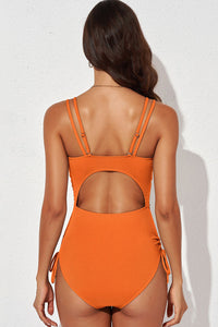 Thumbnail for Tied Cutout Plunge One-Piece Swimsuit