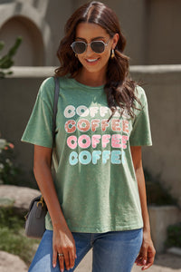 Thumbnail for COFFEE Graphic Round Neck Tee
