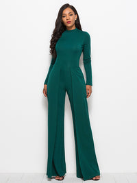 Thumbnail for Long Sleeve Mock Neck Wide Leg Jumpsuit