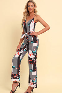 Thumbnail for Printed Spaghetti Strap Tied Jumpsuit