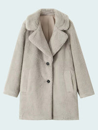 Thumbnail for Fuzzy Button Up Lapel Collar Coat