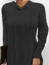 Thumbnail for Drawstring Hooded Sweater Dress