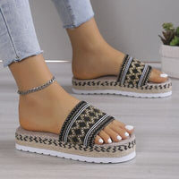 Thumbnail for Geometric Weave Platform Sandals