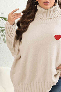Thumbnail for Plus Size Turtle Neck Long Sleeve Sweater