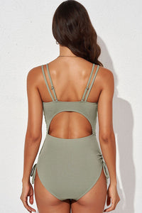 Thumbnail for Tied Cutout Plunge One-Piece Swimsuit