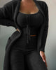 Plush Open Front Cardigan+ Cami and Pants Lounge Set