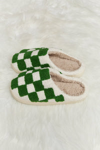 Thumbnail for Melody Checkered Print Plush Slide Slippers