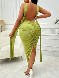 Thumbnail for Plus Size Backless Ruched Dress