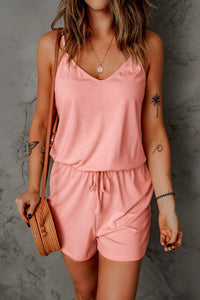 Thumbnail for Spaghetti Strap Drawstring Waist Crisscross Romper