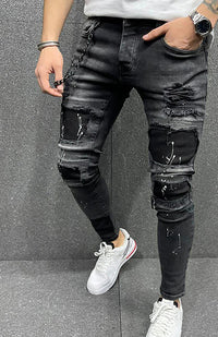 Thumbnail for Men's Full Size Paint Splatter Ripped Slim Jeans