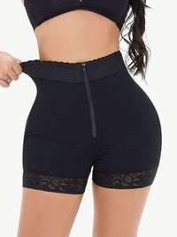 Thumbnail for Full Size Zip-Up Lace Trim Shaping Shorts