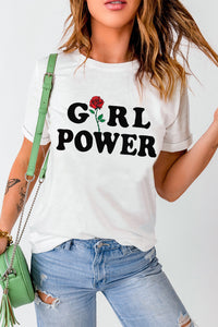 Thumbnail for GIRL POWER Rose Graphic Tee Shirt