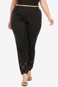 Thumbnail for Plus Size Openwork Elastic Waist Pants