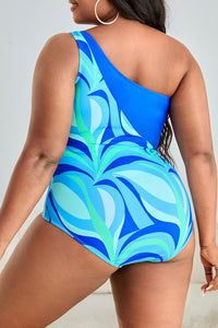 Thumbnail for Plus Size Printed Ring Detail One-Shoulder One-Piece Swimsuit