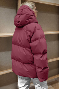Thumbnail for Pocketed Zip Up Hooded Puffer Jacket