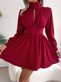 Thumbnail for Cutout Turtleneck A-Line Mini Dress