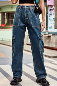 Thumbnail for Long Straight Leg Jeans with Pockets