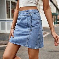 Thumbnail for Asymmetrical Denim Mini Skirt