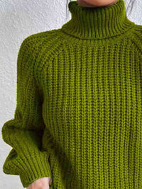 Thumbnail for Full Size Turtleneck Rib-Knit Slit Sweater