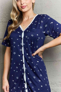 Thumbnail for MOON NITE Quilted Quivers Button Down Sleepwear Dress
