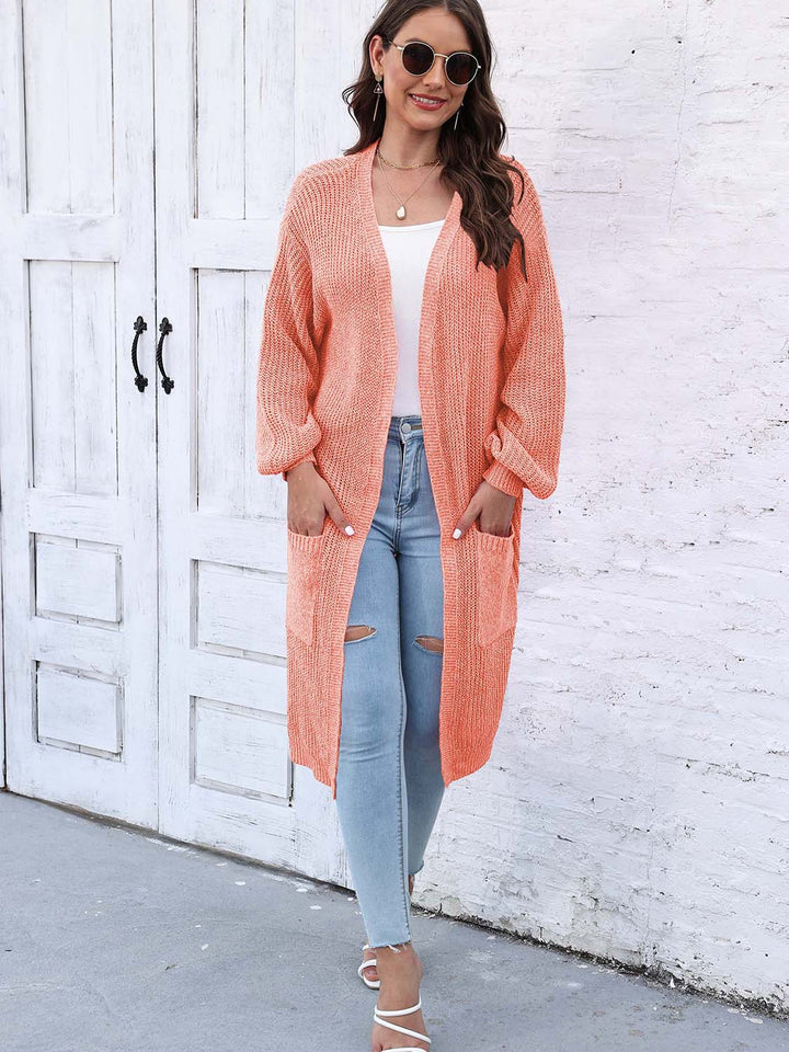 Open Front Longline Cardigan with Pockets
