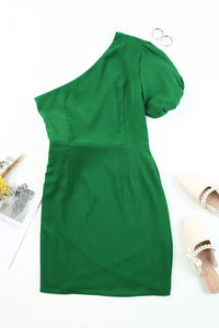 Thumbnail for Tied One-Shoulder Puff Sleeve Dress