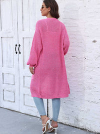 Thumbnail for Open Front Longline Cardigan with Pockets